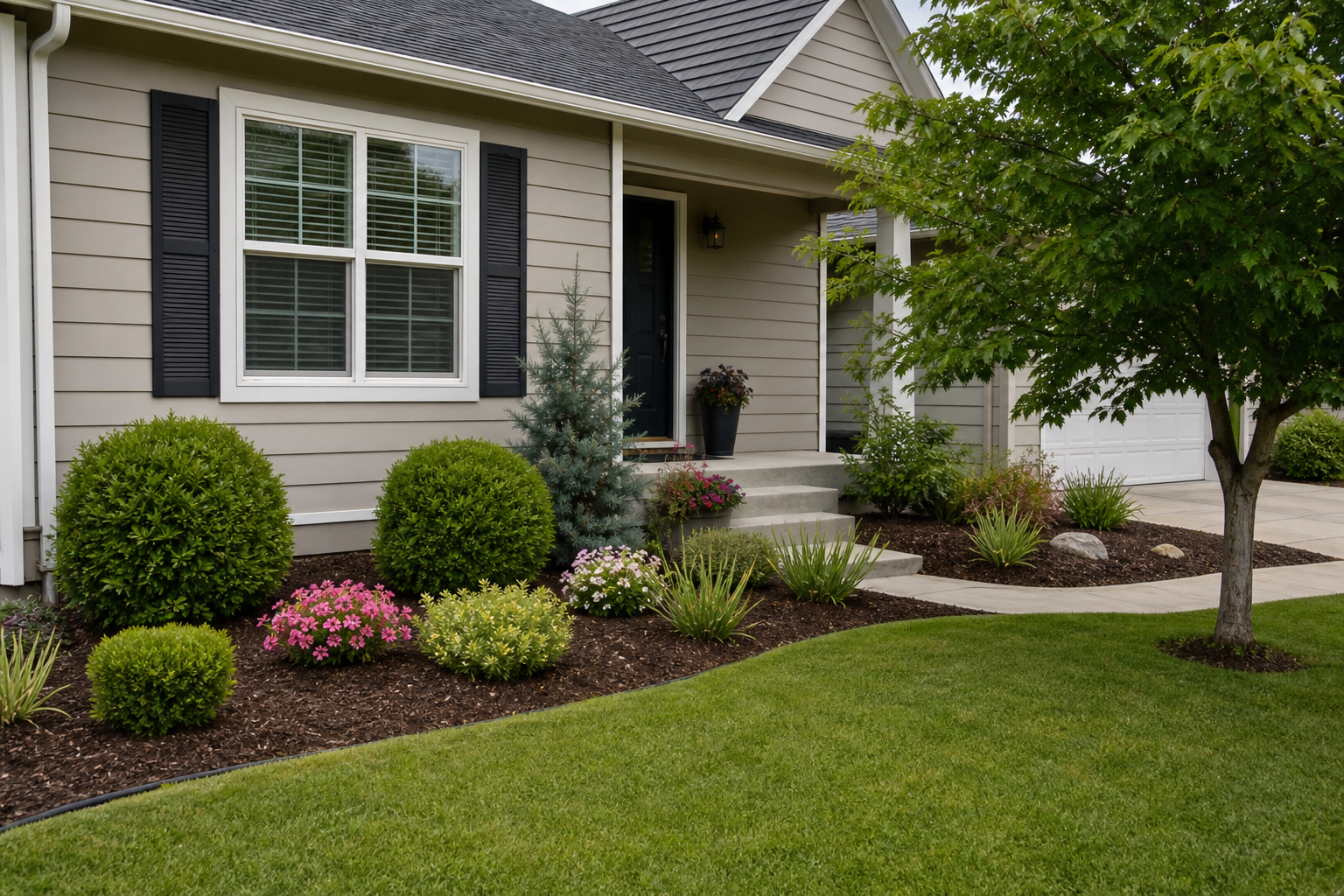 AI generated front yard landscaping redesign